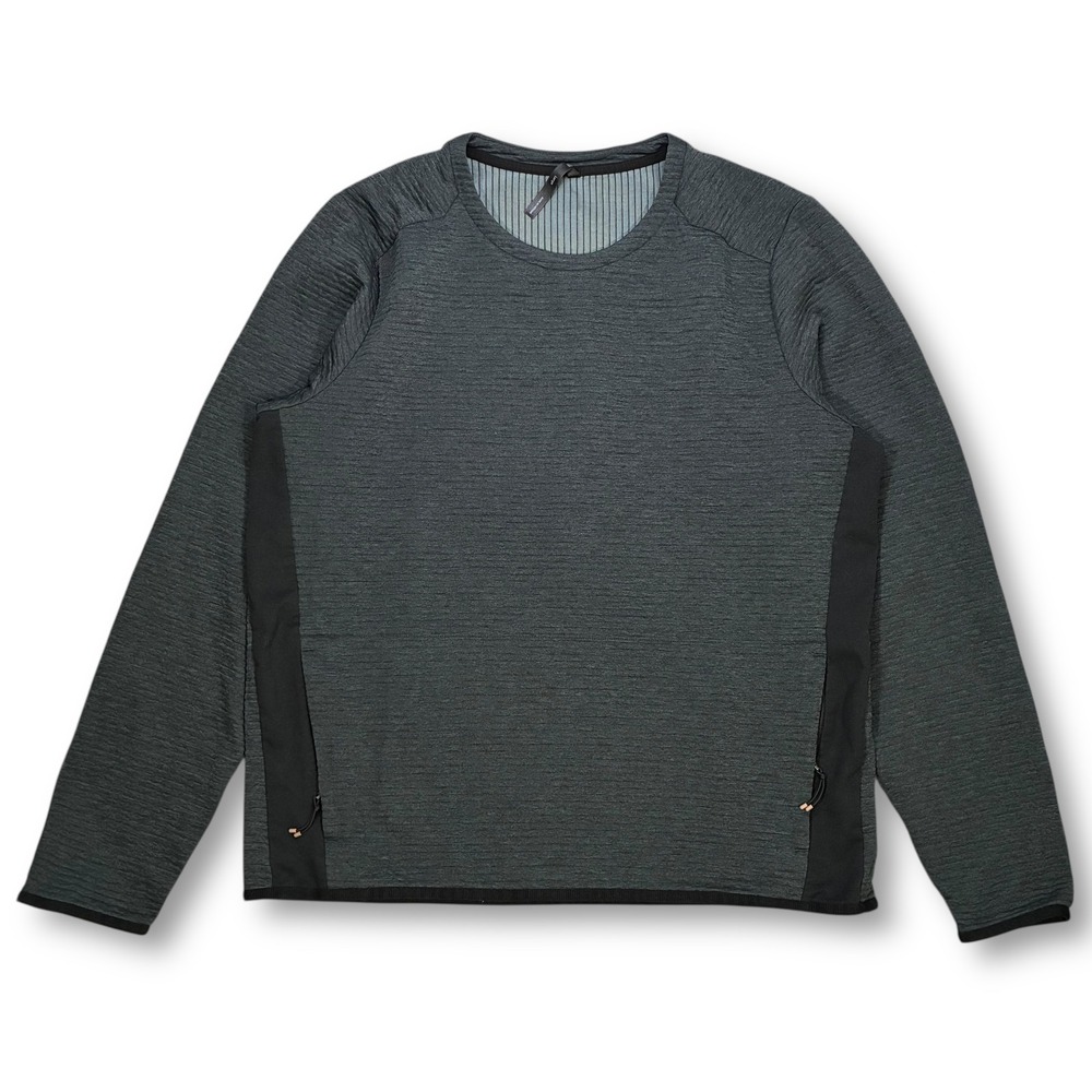EUC REI Co Op Textured Crew Neck Long Sleeve Pullover Top Charcoal Gray Men's L